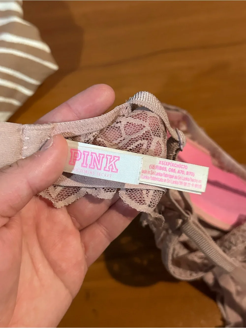 PINK Victoria's Secret Lace Longline Bralette XS Mauve Pink V-Wire Racerback